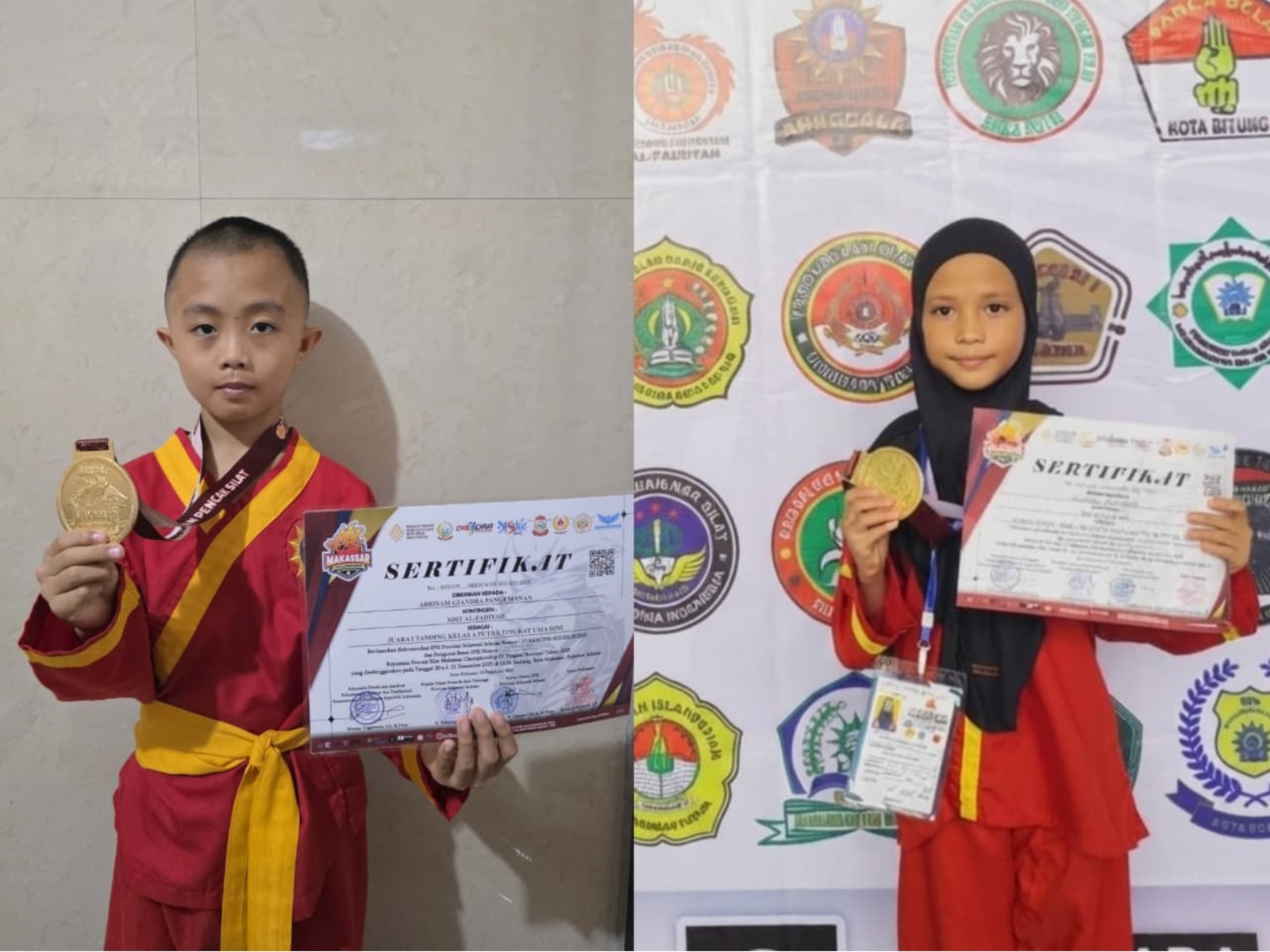 Dua Siswa SDIT Al-Fadiyah Raih Juara 1 di Ajang Pencak Silat Makassar Championship 4